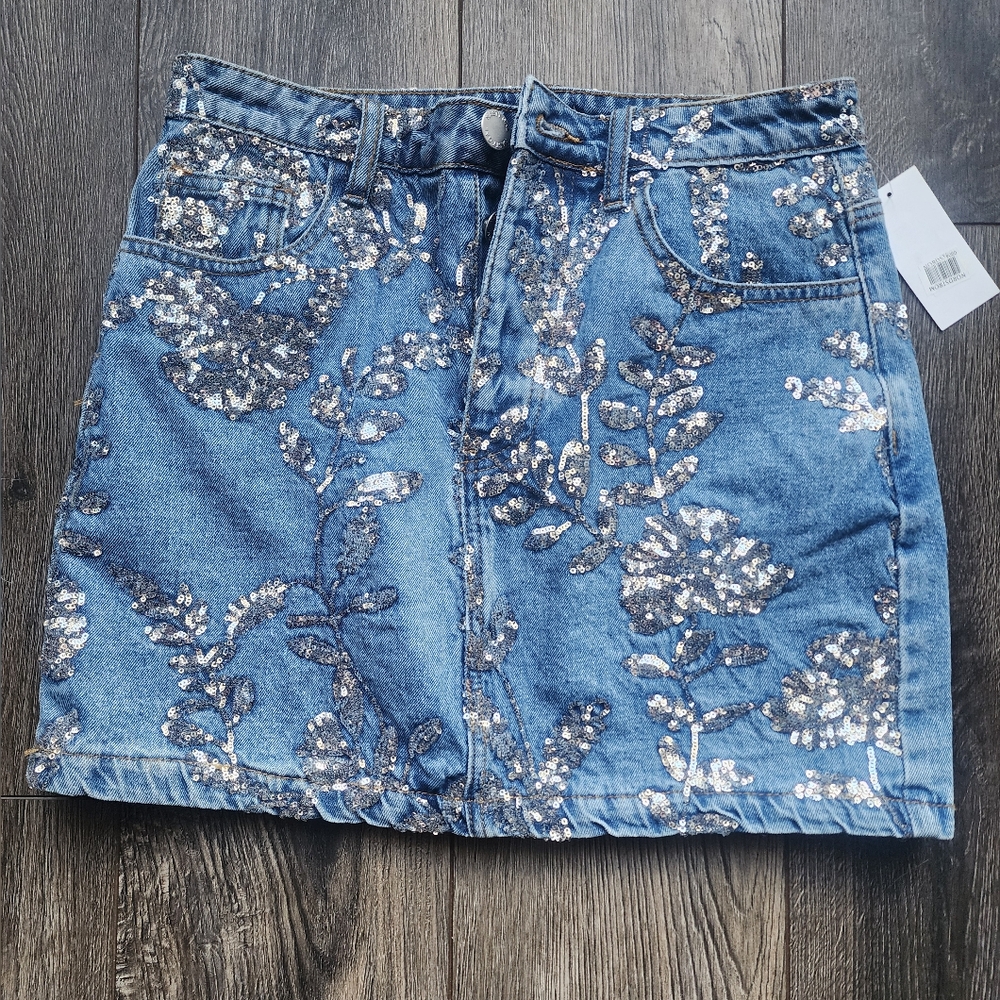 Women's Blue Sequin Embellished Jeans